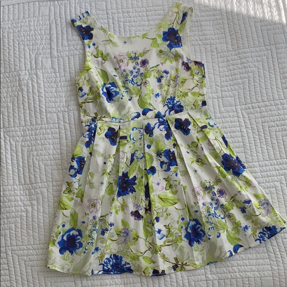 ⭐️ Green, blue, pink & ivory floral mini dress ⭐️